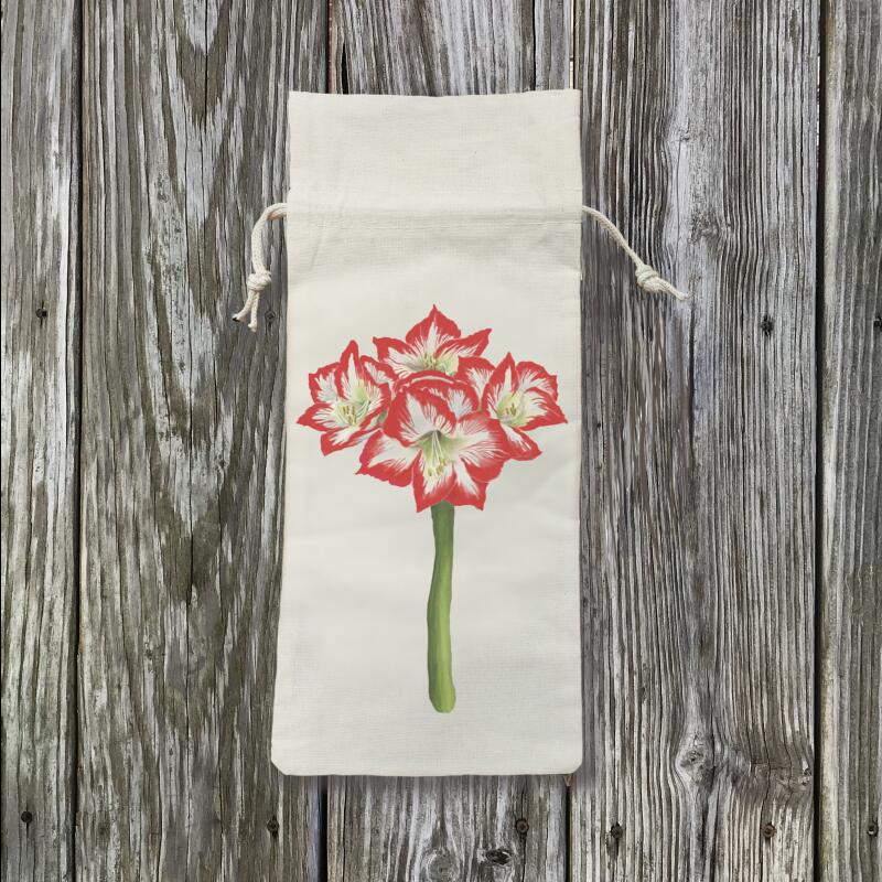 red-white-amaryllis-wine-bag