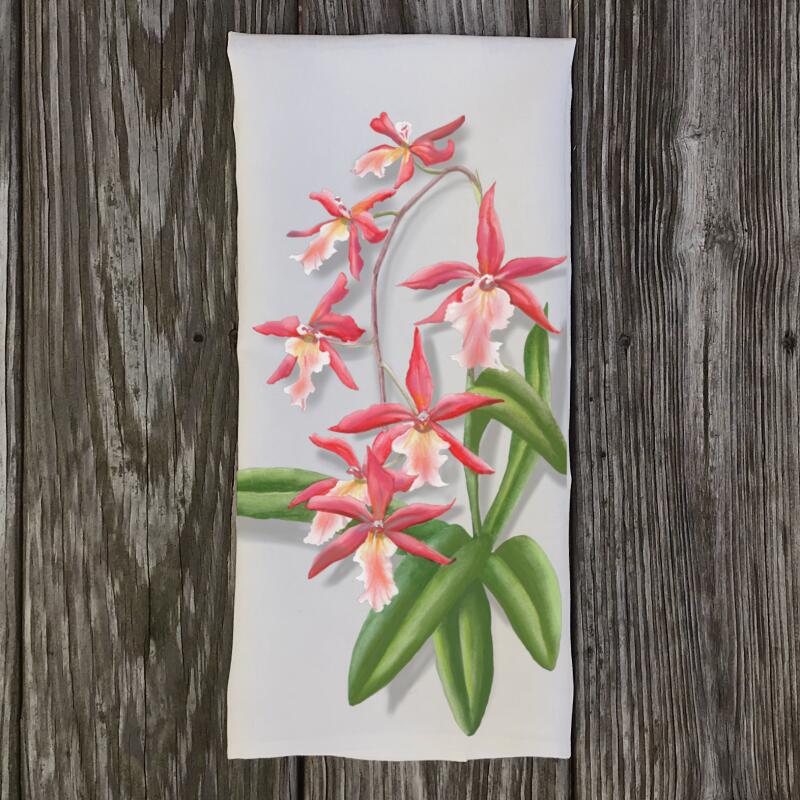 salmon-orchid-linen-tea-towel
