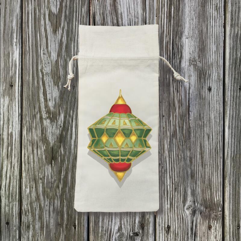 antique-green-star-ornament-wine-bag